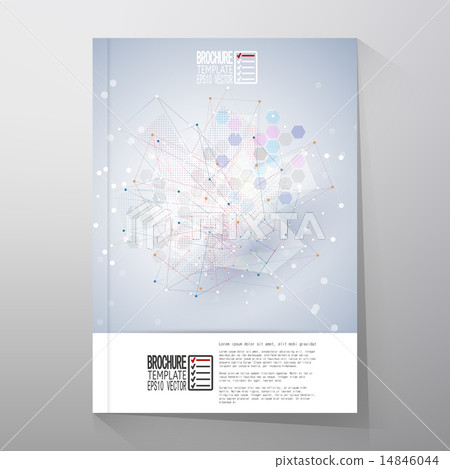 Brochure, flyer or report with molecular structure for communication, template vector 14846044