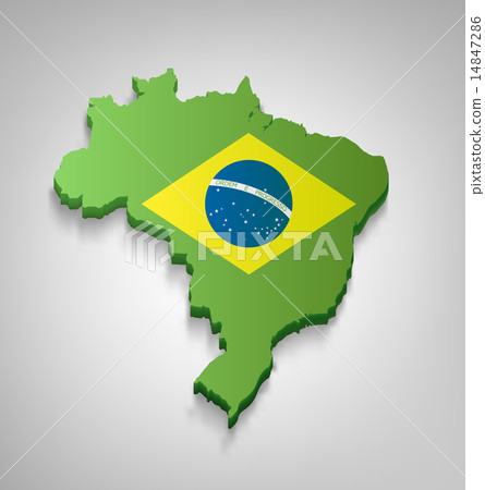 Brazilian Map With Flag 14847286