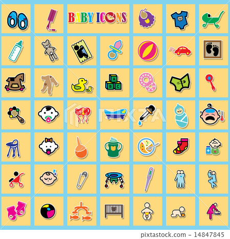 baby icons in yellow square 14847845