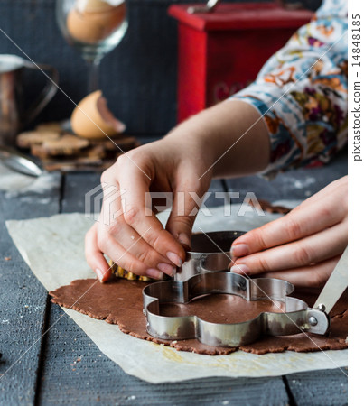 process of making biscuits, shortbread dough raw process of making biscuits, shortbread dough raw 14848185