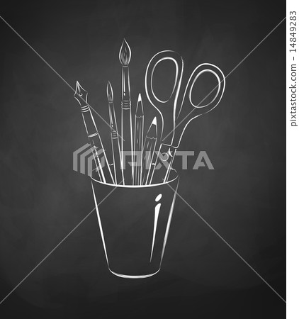 Artistic tools in holder. 14849283