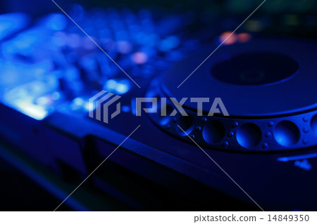 DJ mixer with light colored spotlights discos 14849350