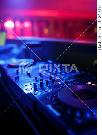 DJ mixer with light colored spotlights discos 14849355