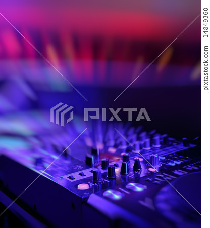 DJ mixer with light colored spotlights discos DJ mixer with light colored spotlights discos 14849360