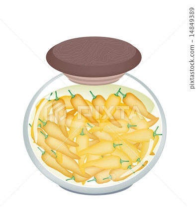 A Jar of Pickled Orange Sweet Peppers 14849389