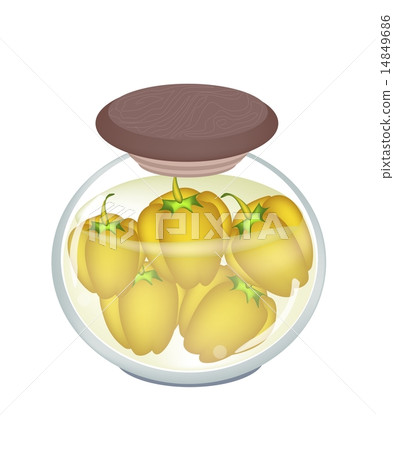 A Jar of Pickled Orange Bell Peppers A Jar of Pickled Orange Bell Peppers 14849686