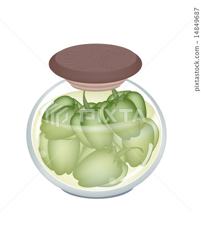 A Jar of Pickled Green Bell Peppers 14849687