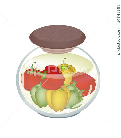 A Jar of Delicious Pickled Bell Peppers 14849689