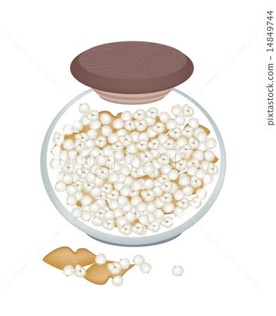 A Jar of Dried Cardamon Leaves and Pods 14849744