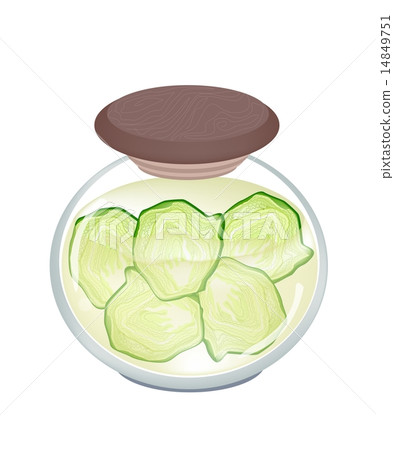 A Jar of Pickled Fresh Savoy Cabbage 14849751