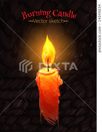 Felt pen drawing of burning candle. Felt pen drawing of burning candle. 14849834