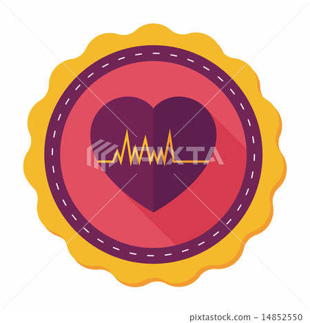 ECG flat icon with long shadow, eps10 14852550