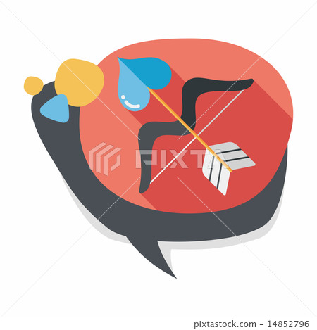 valentine's day Cupid bow and arrow flat icon with long shadow,e 14852796
