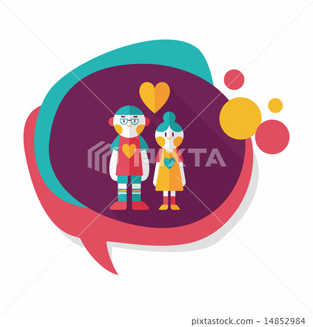 Valentine's day couple flat icon with long shadow,eps10 14852984