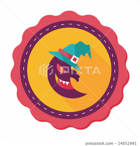 Halloween moon flat icon with long shadow,eps10 14852991