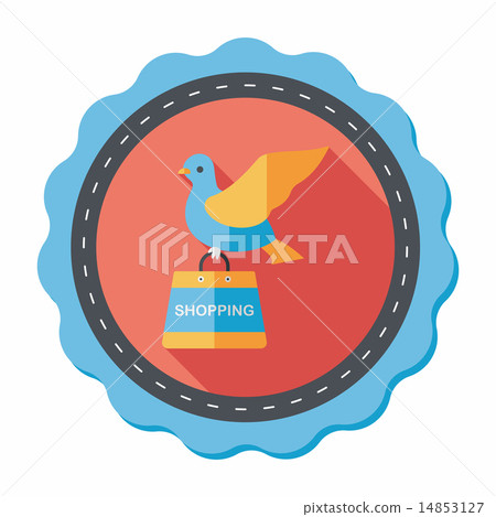 bird and shopping paper bag flat icon with long shadow,eps10 14853127