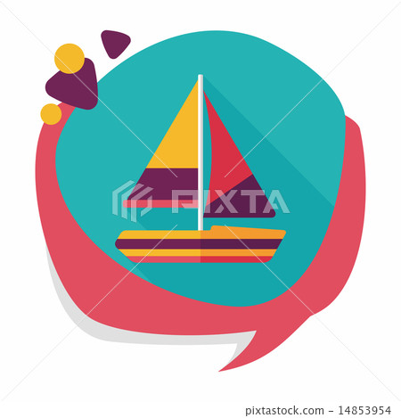 Transportation sailboat flat icon with long... - Stock Illustration ...