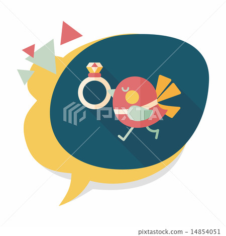 wedding bird with diamond ring flat icon with long shadow,eps10 14854051
