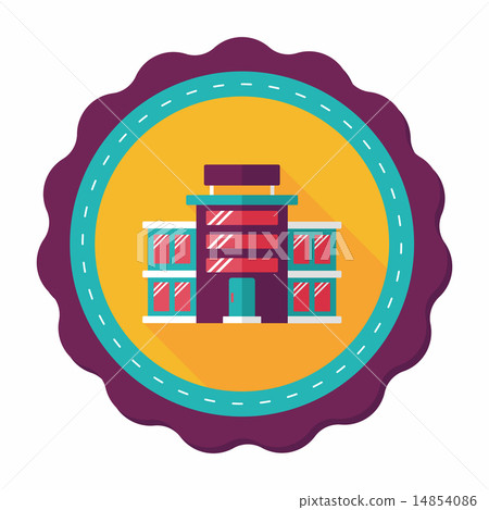 Commercial Building flat icon with long shadow,eps10 Commercial Building flat icon with long shadow,eps10 14854086