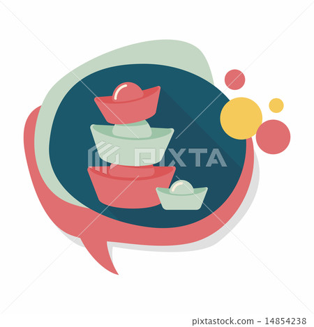 Chinese New Year flat icon with long shadow,eps10, Gold ingot de Chinese New Year flat icon with long shadow,eps10, Gold ingot de 14854238