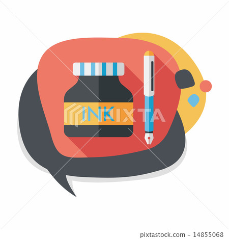 pen and ink bottle flat icon with long shadow,eps10 14855068