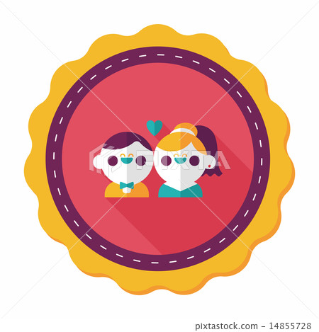 wedding couple flat icon with long shadow,eps10 14855728