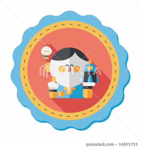 Space scientists flat icon with long shadow,eps10 14855733