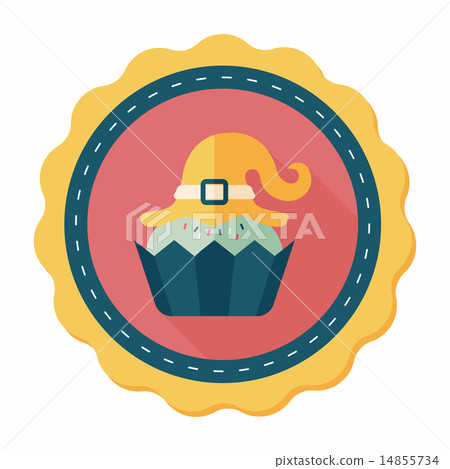 Halloween cupcake with witch's hat flat icon with long shadow,ep 14855734