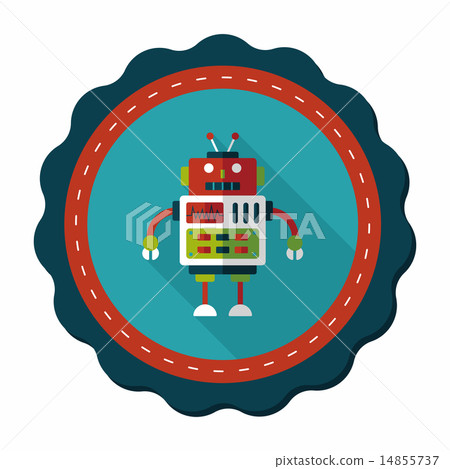 robot concept flat icon with long shadow,eps10 14855737