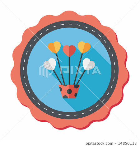 heart flower flat icon with long shadow,eps10 - Stock Illustration ...