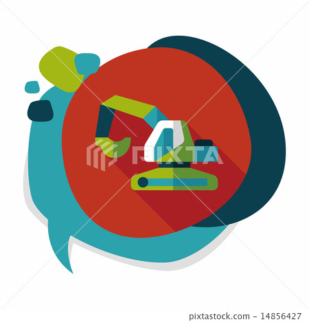 Transportation excavator flat icon with long shadow,eps10 14856427