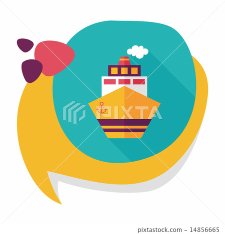 Transportation ship flat icon with long... - Stock Illustration ...