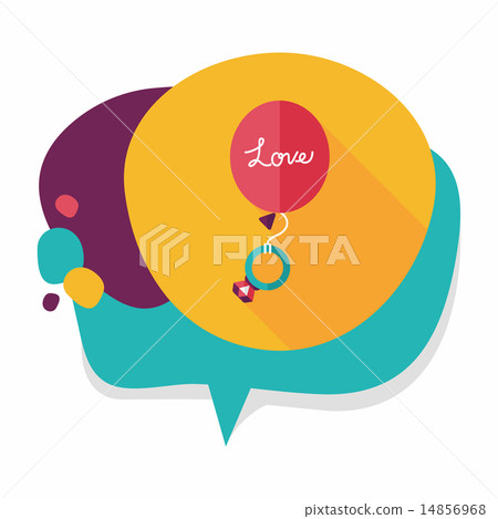 wedding balloons with diamond rings flat icon with long shadow,e 14856968