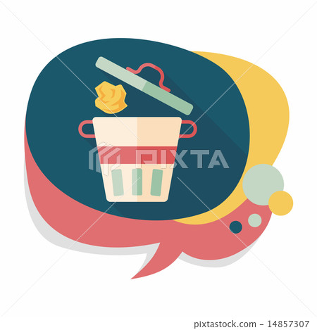 kitchenware garbage can flat icon with long shadow,eps10 14857307