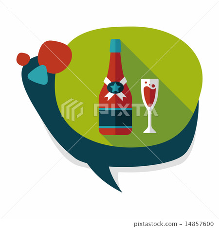 Valentine's day champagne flat icon with long shadow,eps10 14857600
