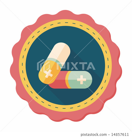 Pills flat icon with long shadow,eps10 Pills flat icon with long shadow,eps10 14857611