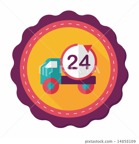 24 hours shopping freight transport flat icon with long shadow,e 24 hours shopping freight transport flat icon with long shadow,e 14858109