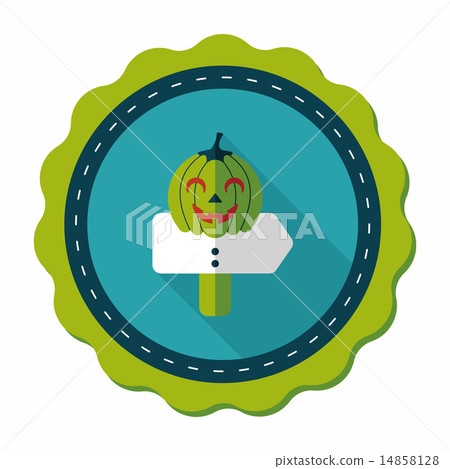 pumpkin sign flat icon with long shadow,eps10 14858128