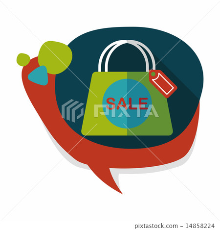 shopping paper bag flat icon with long... - Stock Illustration ...