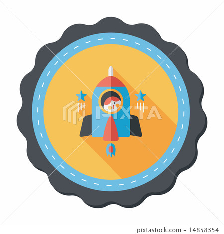 Space rocket and astronaut flat icon with long shadow,eps10 14858354