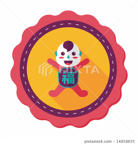 Chinese New Year flat icon with long shadow,eps10, Maitreya doll 14858655
