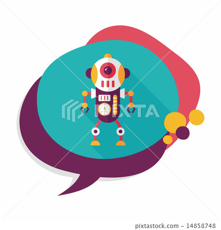 robot concept flat icon with long shadow,eps10 14858748