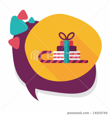 Christmas sleigh gift basket flat icon with long shadow,eps10 14858749