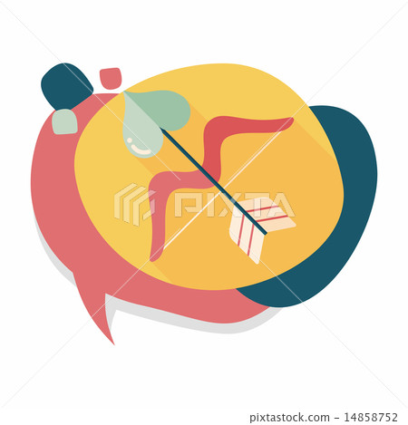 valentine's day Cupid bow and arrow flat icon with long shadow,e 14858752