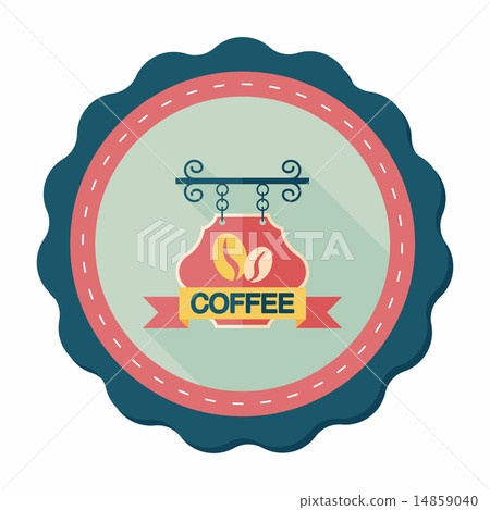 Coffee shop signs flat icon with long shadow,eps10 Coffee shop signs flat icon with long shadow,eps10 14859040