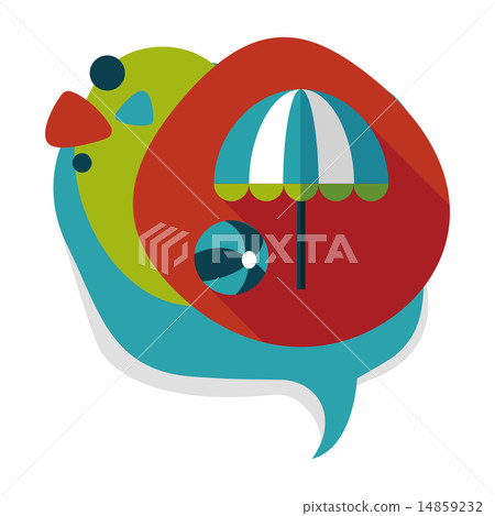 beach umbrella with ball flat icon with long shadow,eps10 14859232