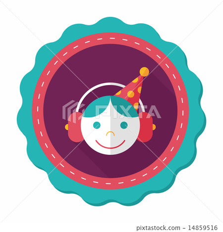 Birthday party boy flat icon with long shadow,eps10 14859516