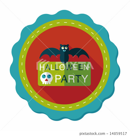 Halloween party sign flat icon with long shadow,eps10 14859517
