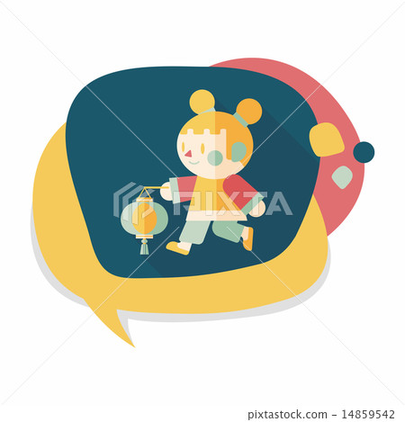 Chinese New Year girl flat icon with long shadow,eps10 14859542