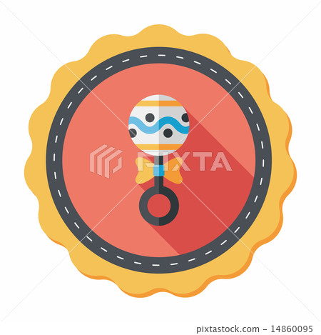 baby rattle flat icon with long shadow,eps10 14860095